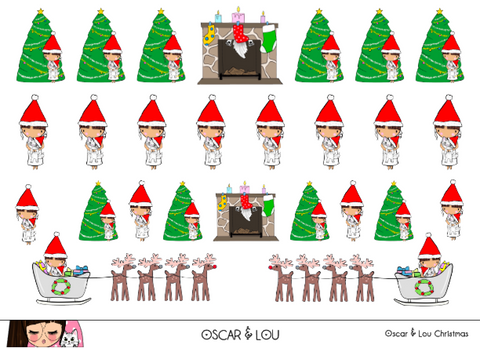 Mini Sticker Sheet  - Oscar & Lou Christmas