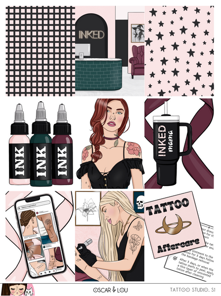 Vertical Sticker Kit - Tattoo Studio