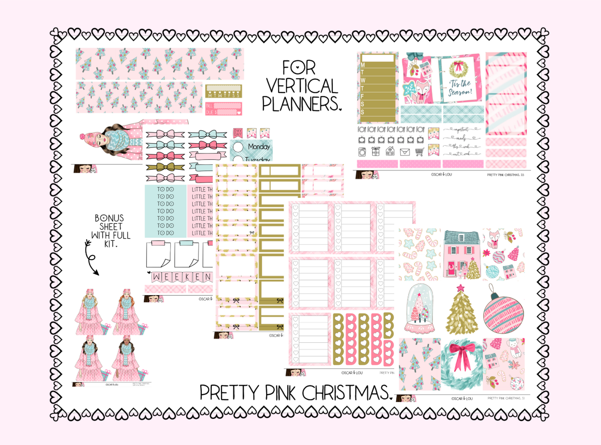 Vertical Sticker Kit - Pretty Pink Christmas