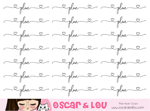 Mini Sticker Sheet  - Heart Script