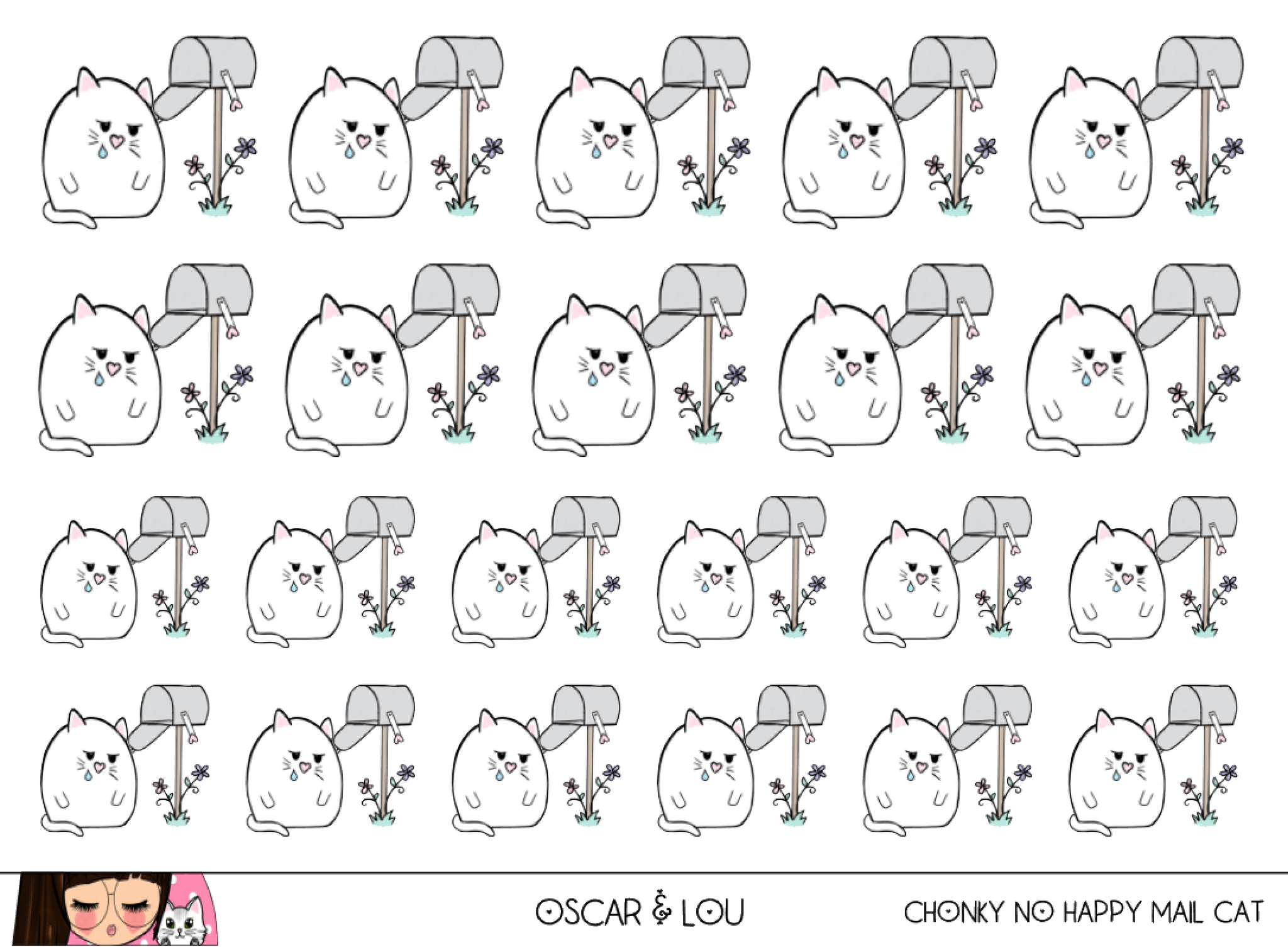 Mini Sticker Sheet  - Chonky NO Happy Mail Cat