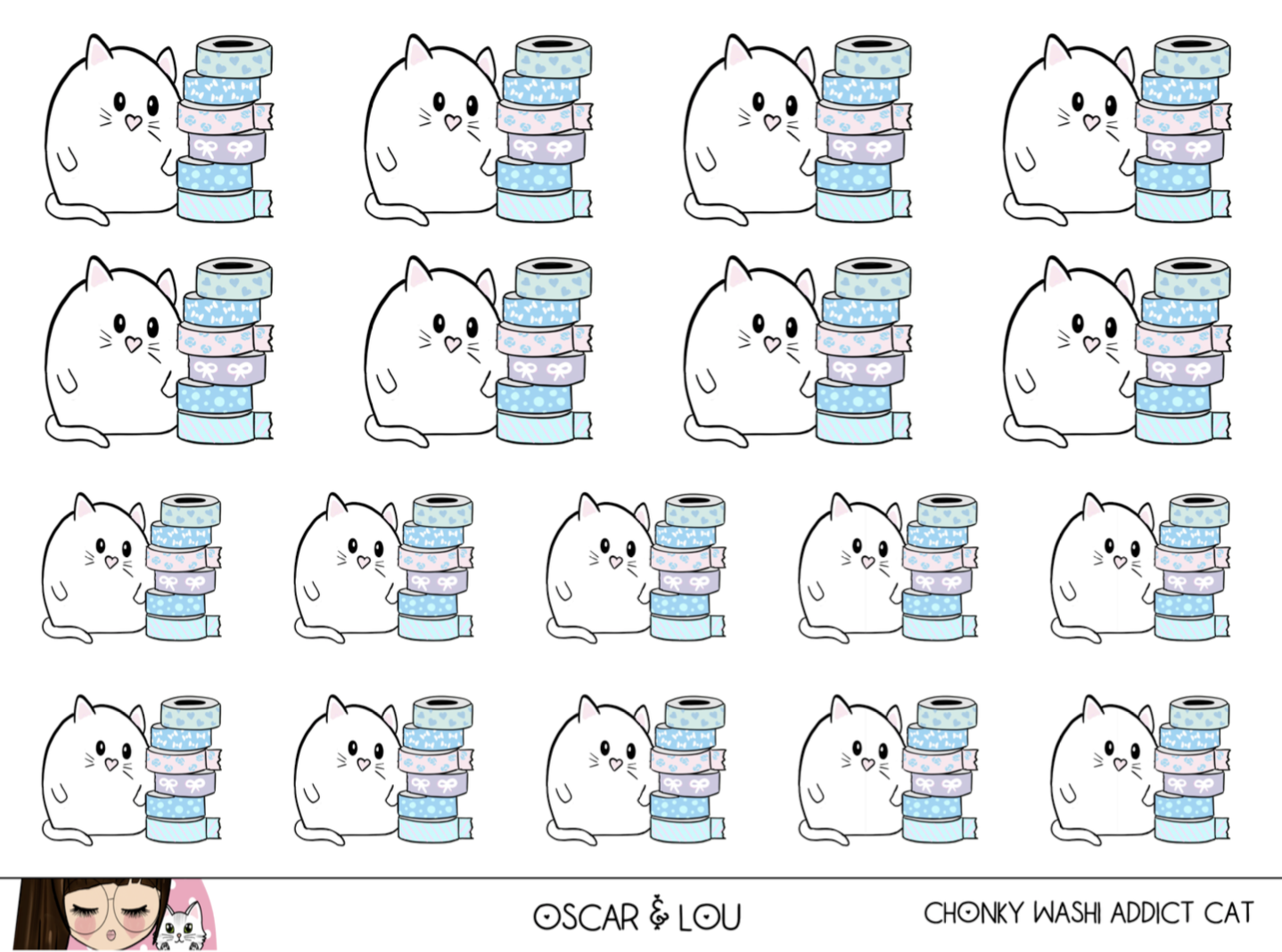 Mini Sticker Sheet  - Chonky Washi Addict Cat