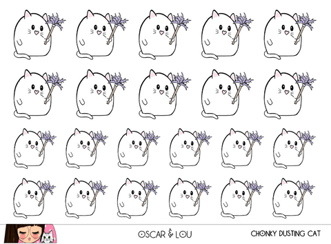 Mini Sticker Sheet  - Chonky Dusting Cat