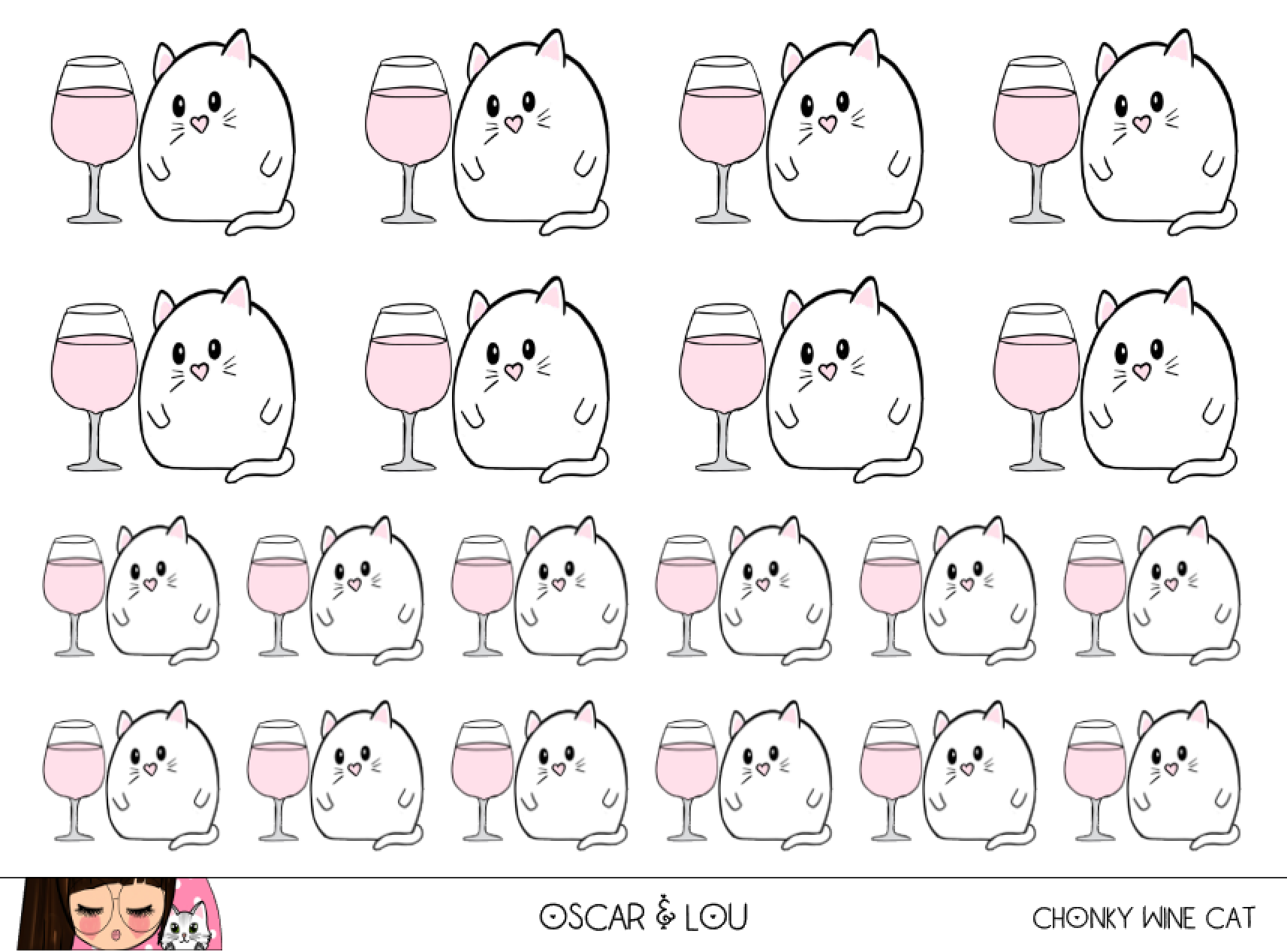 Mini Sticker Sheet  - Chonky Wine Cat