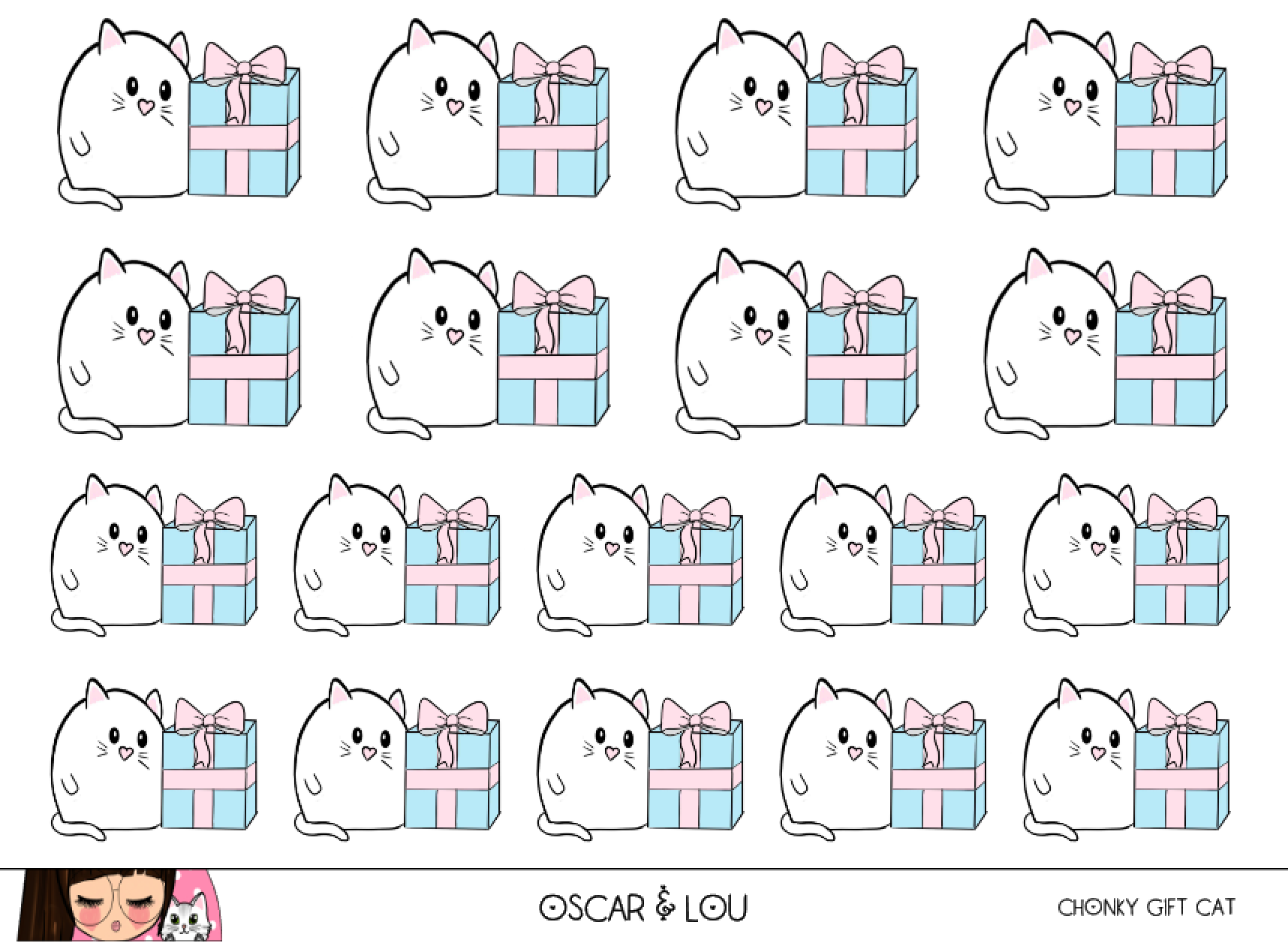 Mini Sticker Sheet  - Chonky Gift Cat