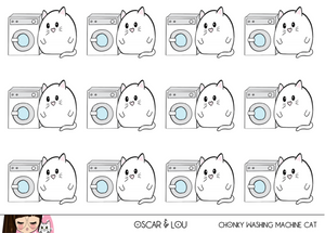 Mini Sticker Sheet  - Chonky Washing Machine Cat