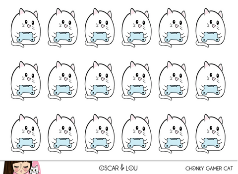 Mini Sticker Sheet  - Chonky Gamer Cat