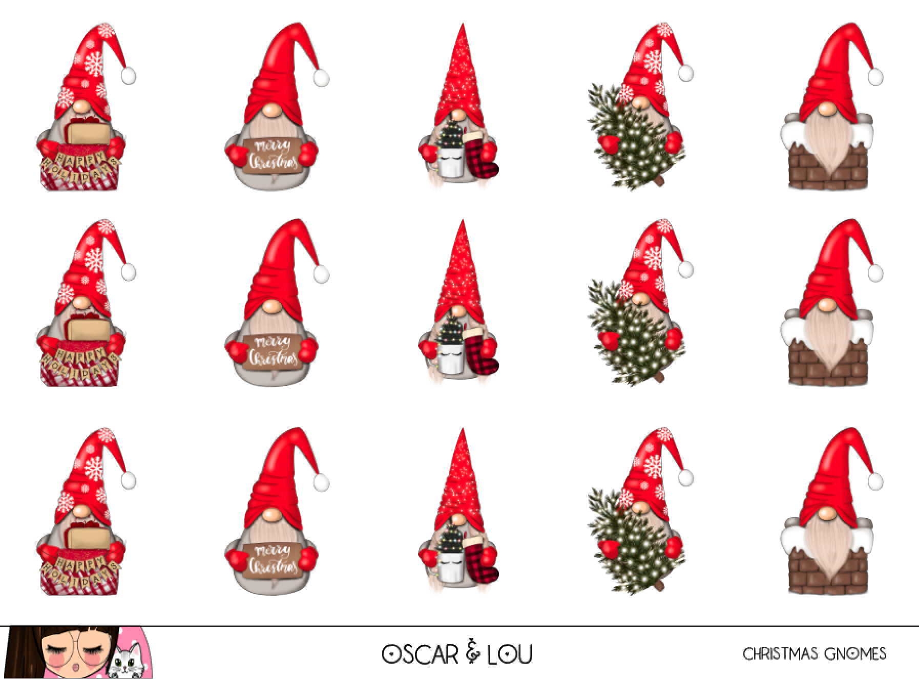 Mini Sticker Sheet  - Christmas Gnomes